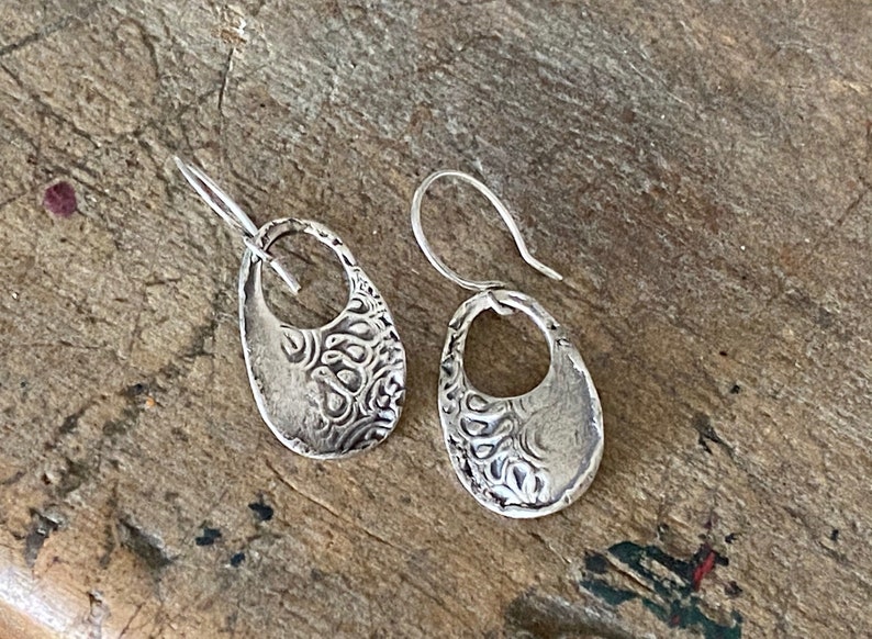 Kashmir Earrings Modern Rustic Silver Earrings Boho Silver Dangle Earrings Handmade Romantic Jewelry