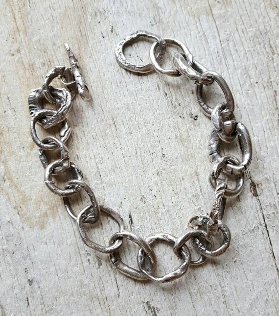 Items similar to Chain Bracelet Handmade art Urban Rustic Unique Fine ...