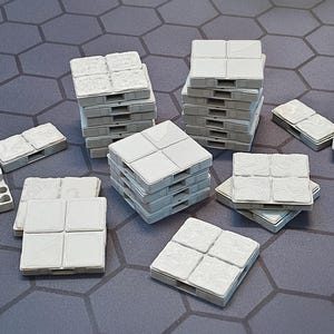 Tuile de donjon modulaire 2 × 2 au sol en pierre - Terrain RPG imprimé en 3D, clips ou connexion magnétique