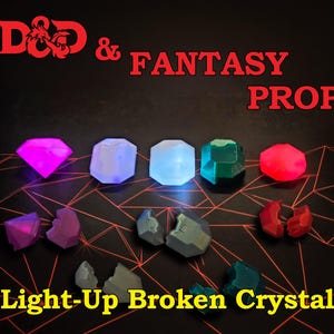 Light-Up Broken Crystal for DnD | 3D Printed RPG Prop | Tabletop Adventure Game Accessory