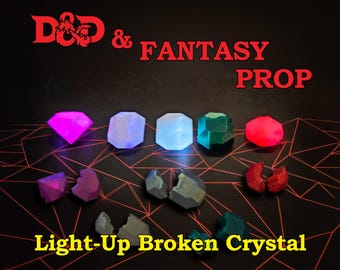 Light-Up Broken Crystal for DnD | 3D Printed RPG Prop | Tabletop Adventure Game Accessory