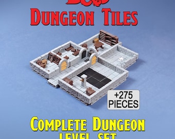 Full Dungeon Tile Set for DnD and TTRPG - Complete Tabletop Terrain with Traps & Furniture