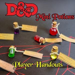 Miniature D&D Potion Bottles – Player Handout DnD Props - 1ml Glass Vials with Corks and Labels