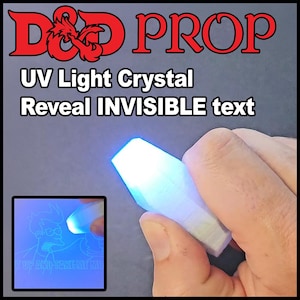 DnD UV Crystal Prop - Unique Dungeon Master Tool for Revealing Hidden Text - Transparent Crystal with UV LED Light
