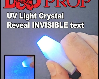 DnD UV Crystal Prop | Unique Dungeon Master Tool for Revealing Hidden Text | Transparent Crystal with UV LED Light for Fantasy Gaming