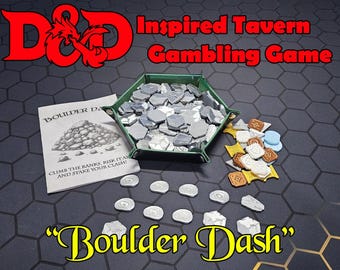Fantasy Tavern Game for DnD: &quot;Boulder Dash&quot; - Set Includes Tokens, Coins & Rulebook