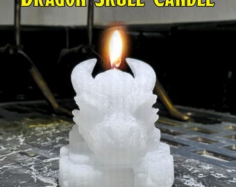 Dragon Skull Candle - Fantasy Tabletop RPG Decor, Dungeon Master Gift, Dragon Room Decoration