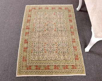 Piccolo tappeto vintage 2,8x4,1 piedi (85 x 126 cm), tappeto marocchino verde turco