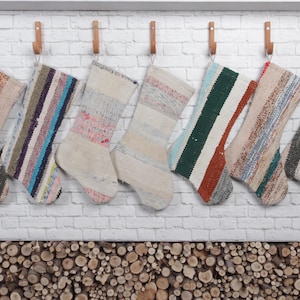 Turkish Rug Stocking, Rustic Christmas Stocking, Wall Hanging Socks, Ornament Stockings, Personalised Stocking, Luxury Unique Stocking,