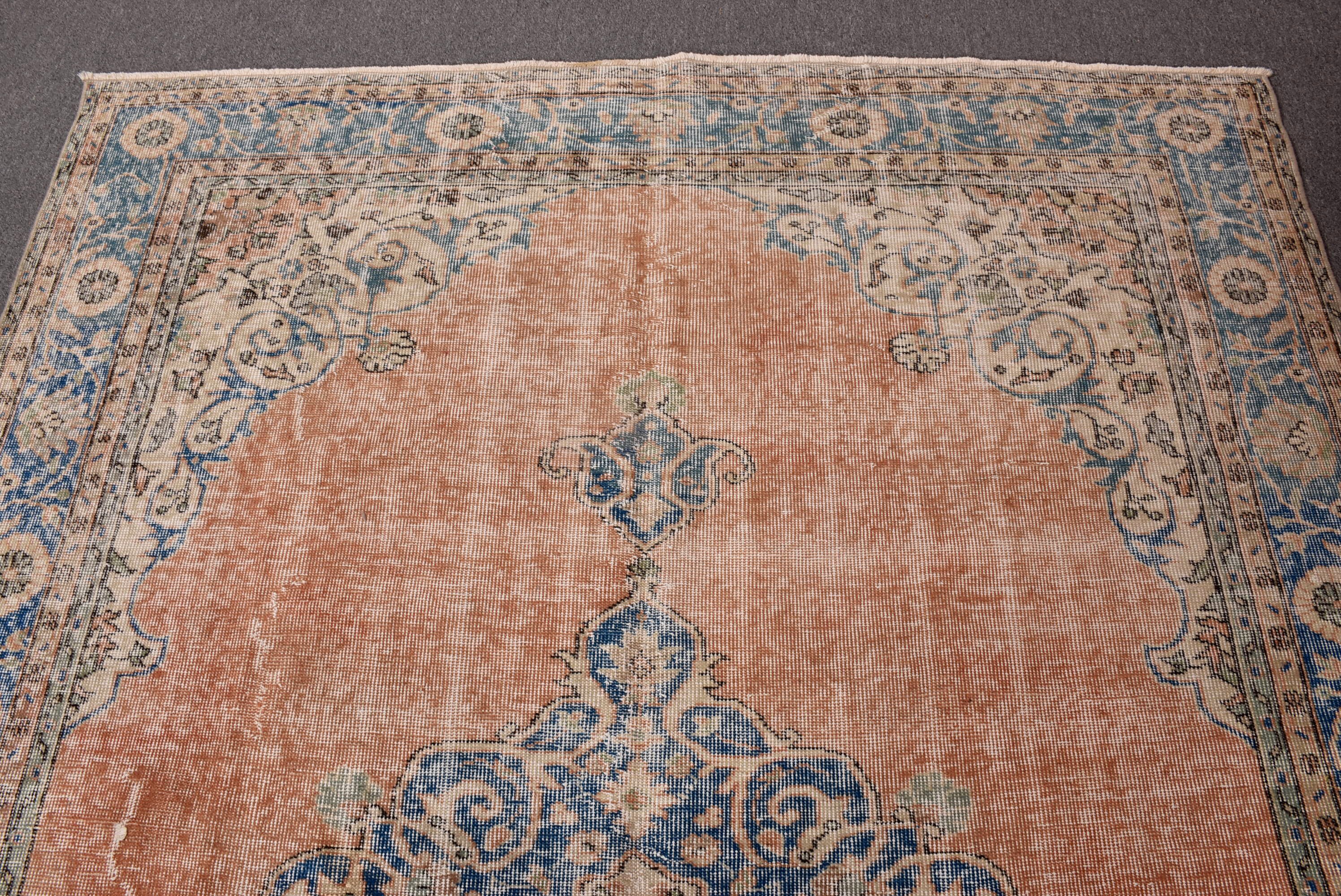 ヴィンテージラグ、7x10インチの大型ラグ、トルコラグ、色褪せた