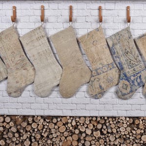 Handmade Christmas Stocking, Kilim Christmas Stocking, Vintage Rug Stocking, Neutral Christmas Stocking, Personalized Gift Stockings