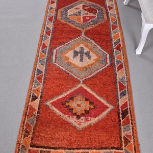 Herki Rug, Turkish Rug, Vintage Rug, 3x9 Runner Rugs, Antique Rugs, Rugs For Kitchen, 2.8x9 ft Red Rug, Hand-Knotted Oriental Rug, Wool Rug