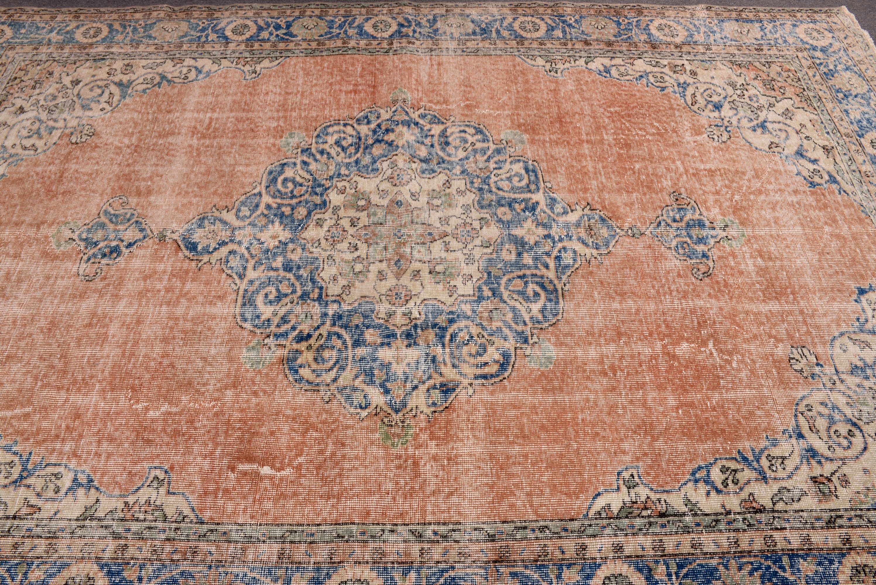 ヴィンテージラグ、7x10インチの大型ラグ、トルコラグ、色褪せた