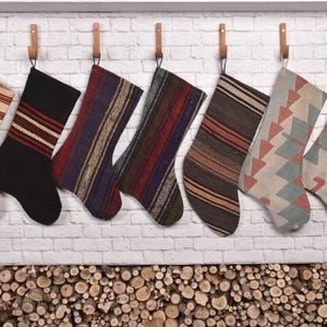 Kilim Christmas Stockings, Vintage Rug Stockings, Woven Stocking, Kilim Stockings, Christmas Kilim Stockings, Family Christmas Stockings,