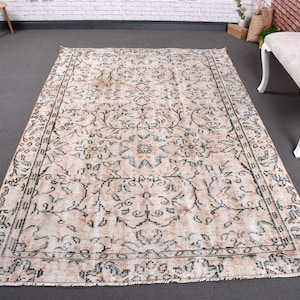 6x8 Large Rug, Vintage Rug, Turkish Rug, Faded Anatolian Rug, Rugs For Living Room, 5.2x8 ft Beige Rug, Wool Rug, Tribal Turkish Rug,