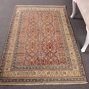 Vintage Rug, 4x6 Accent Rugs, Turkish Rug, Kaiseri Rugs, Rugs For Bedroom, 3.6x5.5 ft Purple Rug, Wool Rug, Tribal Turkish Rug,