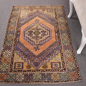 Turkish Rug, Vintage Rug, 4x6 Accent Rug, Muted Anatolain Rug, Rugs For Kitchen, 3.5x5.3 ft Purple Rug, Oushak Rug, Vintage Decor,
