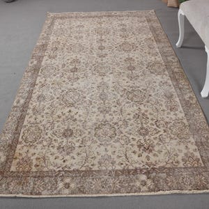 Vintage Rug, Turkish Rug, 5x9 Large Rug, Anatolian Rugs, Rugs For Bedroom, 4.7x8.6 ft Brown Rug, Vintage Oushak Rug With Fringe, Boho Rug