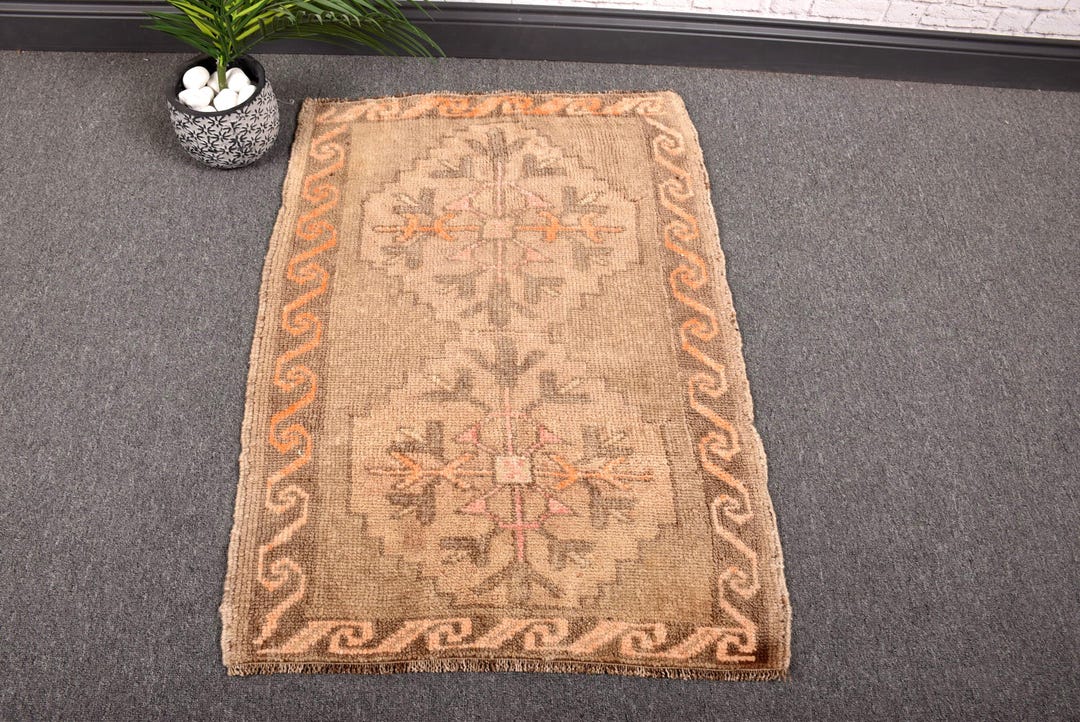 74×93 ViNTAGE TURKiSH RUG Turkish Vintage Rug 2.2x3 Ft (67x92 Cm), Brown Orange Solid Rug - Etsy