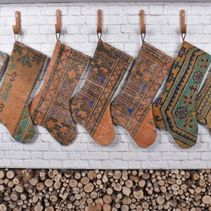 Rustic Christmas Stocking, Handmade Kilim Stocking, Vintage Stocking, Luxury Christmas Stocking, Family Christmas Stockings