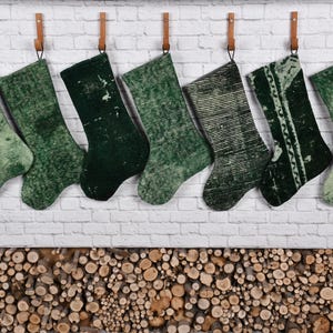 Kilim Rug  Christmas Decor, Handcrafted Rug Stocking, 7x17 Inches - Bohemian Stocking, Hand Woven Kilim Stocking, Vintage Christmas Stocking