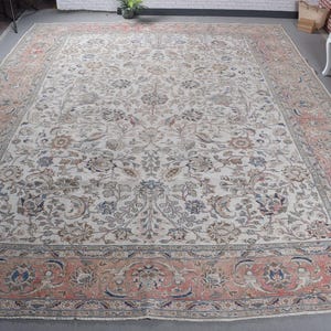 11x14 Oversize Rug, Turkish Rug, Vintage Rug, Bohemian Rug, Rugs For Living Room, 11.1x13.5 ft Beige Rug, Antique Acem Wool Rug, Tribal Rug,