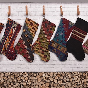 Xmas Stocking, Kilim Christmas stockings, Wall Hanging Socks, Santa Claus Gifts, Ornament Stockings, Fireplace Stocking, Tribal Stocking,