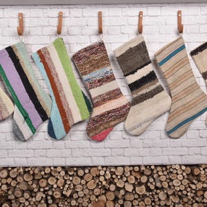 Xmas Stocking, Kilim Christmas Stockings, Eco-Friendly Christmas Stocking, Unique Christmas Stocking, Upcycled Christmas Stocking,