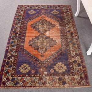 Turkish Rug, 4x6 Accent Rugs, Vintage Rug, Antique Rug, Rugs For Bedroom, 3.4x5.2 ft Purple Rug, Home Decor Rugs, Wool Rug, Vintage Decor,