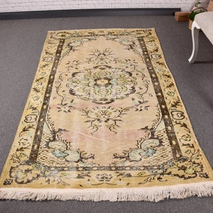 4x7 Area Rug, Vintage Rug, Turkish Rug, Antique Rugs, Rugs For Dining Room, 4x6.7 ft Beige Rug, Wool Oushak Rugs, Turkish Area Rug,