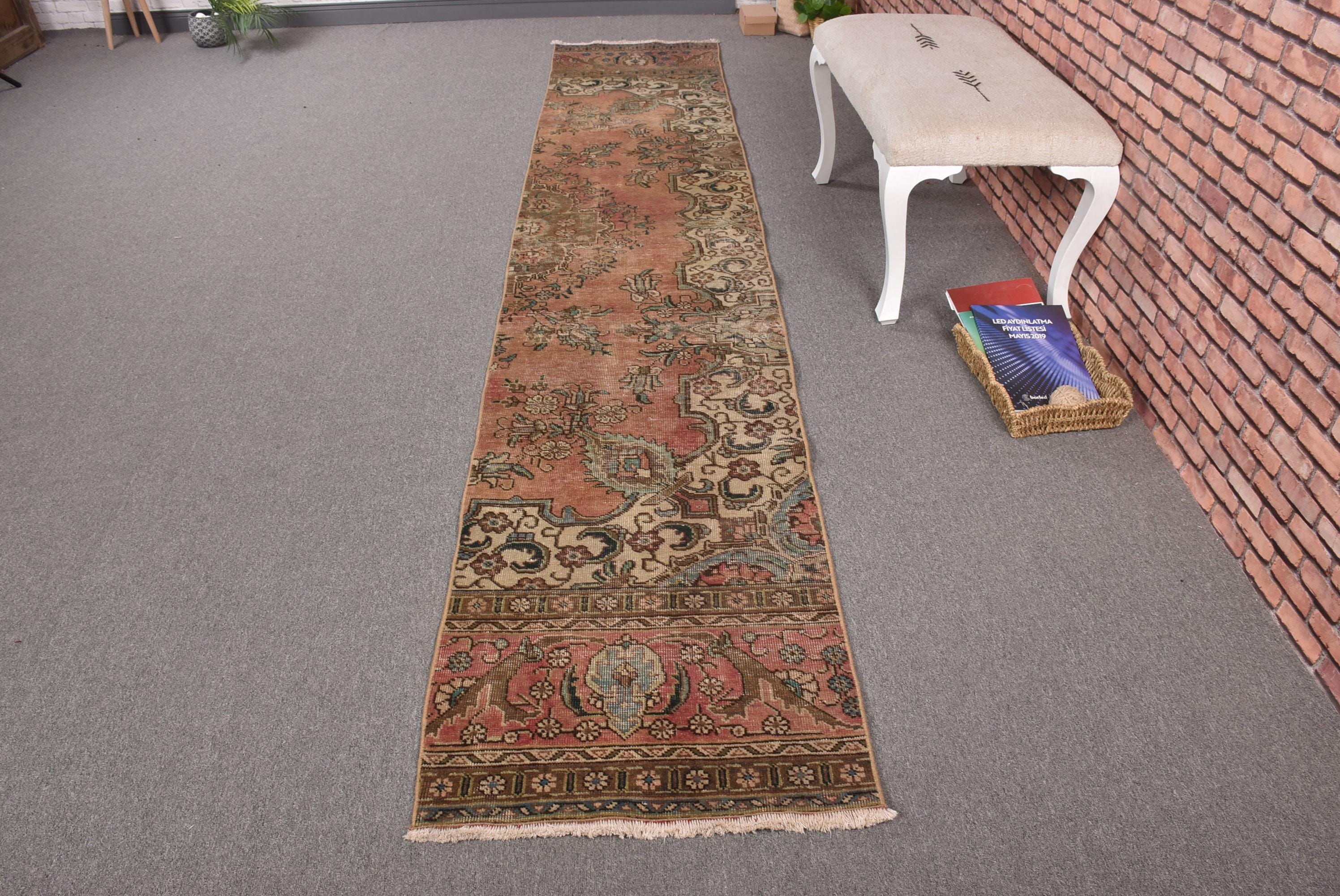 Turkish Rug, 2x12 Ft Runner Rug, Vintage Rug, Hallway Rug, Floral