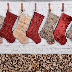 Familienstrümpfe, Perfektes Geschenk für Weihnachten, 18x43 cm - Vintage Weihnachtsstrumpf, Bio-Strumpf, Handgefertigte Weihnachtssocken,