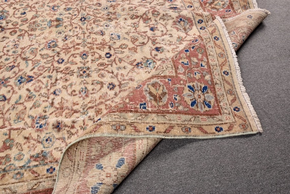 トルコラグ、ヴィンテージラグ、7x10インチの大型ラグ、アンティーク
