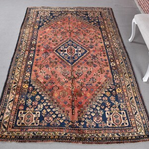 Turkish Rug, Vintage Rug, Large Rug, Decorative Rug, Rugs For Bedroom, 5.4x8.6 ft Red Rug, Soft Washable Anatolian Rug, Large Wool Rug,