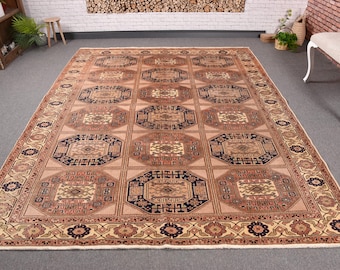 Vintage Rug, Turkish Rug, 7x9 Large Rugs, Decorative Kaiseri Rug, Rugs For Living Room, 6.7x9 ft Bronze Rug, Floor Rugs, Large Turkish Rug,