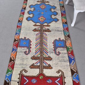 Alfombra Herki, Alfombra Vintage, Alfombra de Pasillo de 3x12, Alfombra Turca, Alfombras Anatolias, Alfombras para Escaleras, Alfombra Beige de 3.2x11.7 pies, Alfombra Vintage de Lana Auténtica