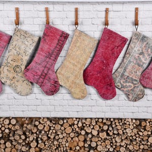 Boho Stocking, Traditional Woven Stockings, 7x17 Inches - Handmade Christmas Sock, Lovely Traditional Kilim Stocking, Luxury Unique Stocking