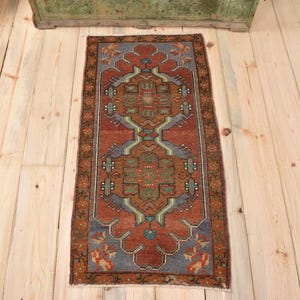 Vintage Rug, 2x3 Small Rugs, Turkish Rug, Oushak Rug, Rugs For Entry, 1.6x3.2 ft Orange Rug, Ivory Flatweave Area Rug, Decorative Door Mat,