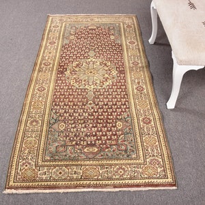 Vintage Rug, Turkish Rug, 4x7 Accent Rug, Antique Rug, Rugs For Salon, 3.2x6.4 ft Purple Rug, Wool Rug, Entryway Rug, Anatolian Rug,