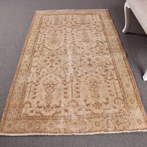 Turkish Rug, Vintage Rug, 4x7 Area Rugs, Antique Oushak Rugs, Rugs For Salon, 3.8x6.5 ft Beige Rug, Wool Rug, Turkish Area Rug,