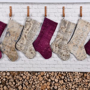 Luxury Unique Stocking, Perfect Gift for Christmas, 7x17 Inches - Christmas Kilim Stockings, Turkish Rug Stocking, Kilim Stocking Decor,