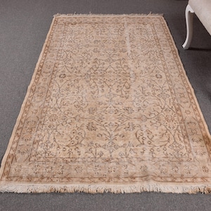 Vintage Rug, Turkish Rug, 4x7 Area Rug, Antique Anatolian Rug, Rugs For Bedroom, 3.9x7 ft Beige Rug, Oushak Rugs, Boho Area Rug,