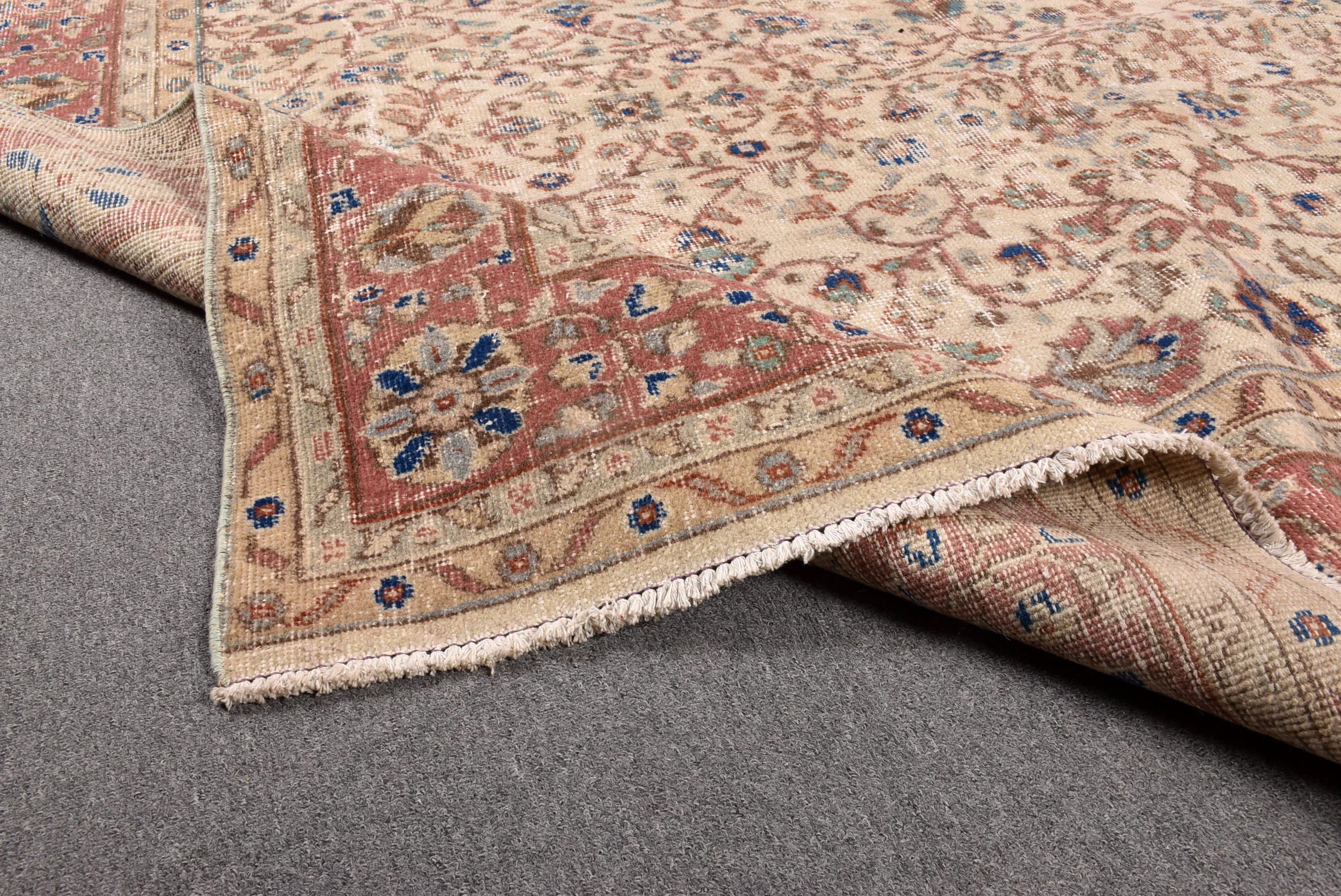 トルコラグ、ヴィンテージラグ、7x10インチの大型ラグ、アンティーク