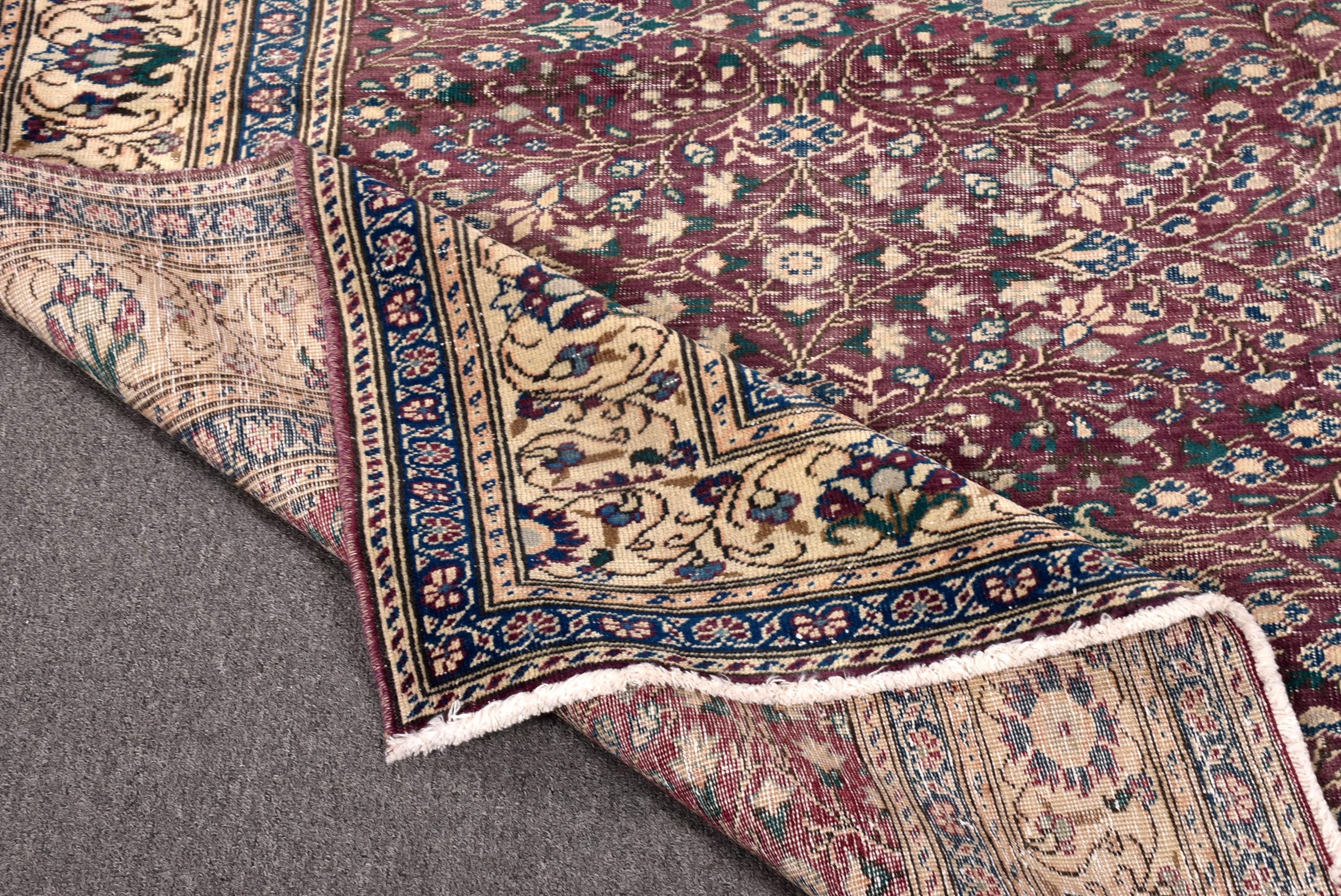 トルコラグ、7x10インチの大型ラグ、ヴィンテージラグ、花柄