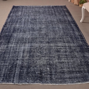 6x9 Large Rugs, Vintage Rug, Turkish Rug, Anatolian Rug, Rugs For Salon, 5.5x8.5 ft Blue Rug, Vintage Oushak Rug, Large Overyed Rug