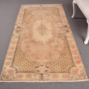 4x7 Area Rug, Vintage Rug, Turkish Rug, Decorative Anatolian Rug, Rugs For Dining Room, 3.6x7 ft Beige Rug, Antique Rugs, Vintage Area Rug,