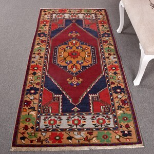 Vintage Rug, Turkish Rug, 4x7 Accent Rugs, Oushak Rug, Rugs For Kitchen, 3.1x6.5 ft Purple Rug, Bedroom Rugs, Entryway Rug, Wool Rug,