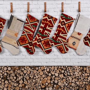 Holiday Stocking, Kilim Stocking Decor, 7x17 Inches - Family Set Christmas Stockings, Luxury Unique Stocking, Lovely Traditional Stocking,