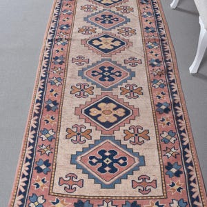Turkish Rug, 3x9 Runner Rug, Vintage Rug, Anatolian Rug, Rugs For Kitchen, 3.2x8.8 ft Beige Rug, Soft Washable Antique Rug, Wool Rug Runner