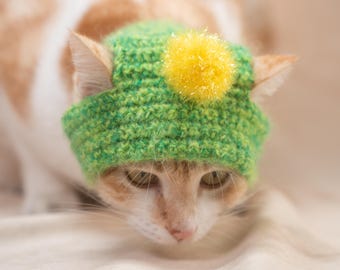 Pet Sprout Hat Cute Green Seedling Headwear for Cat and Small Dog Artisan Crochet Soft Knit Nature-Inspired Photo Prop Kitten Accessory Gift